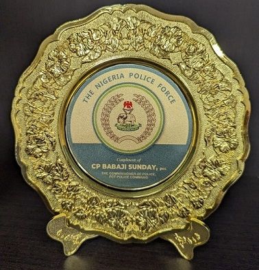 Plaque of Honor Cyber Intelligence Received from the Nigeria Police